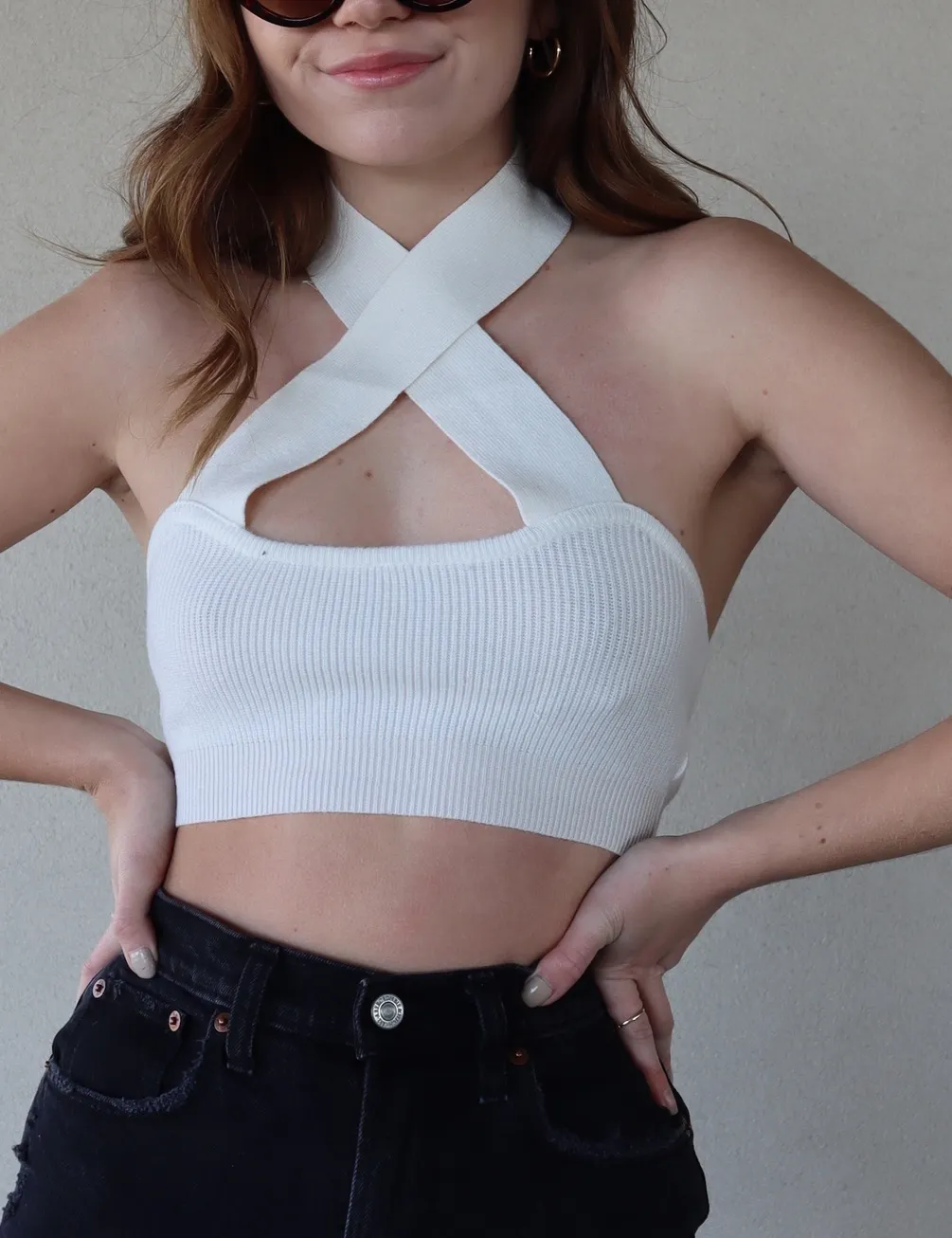 Icon Knit Halter Top White - Image 2
