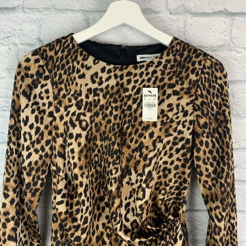 NWT Express X Karla Ruched Leopard Mini Dress 2 - Image 3