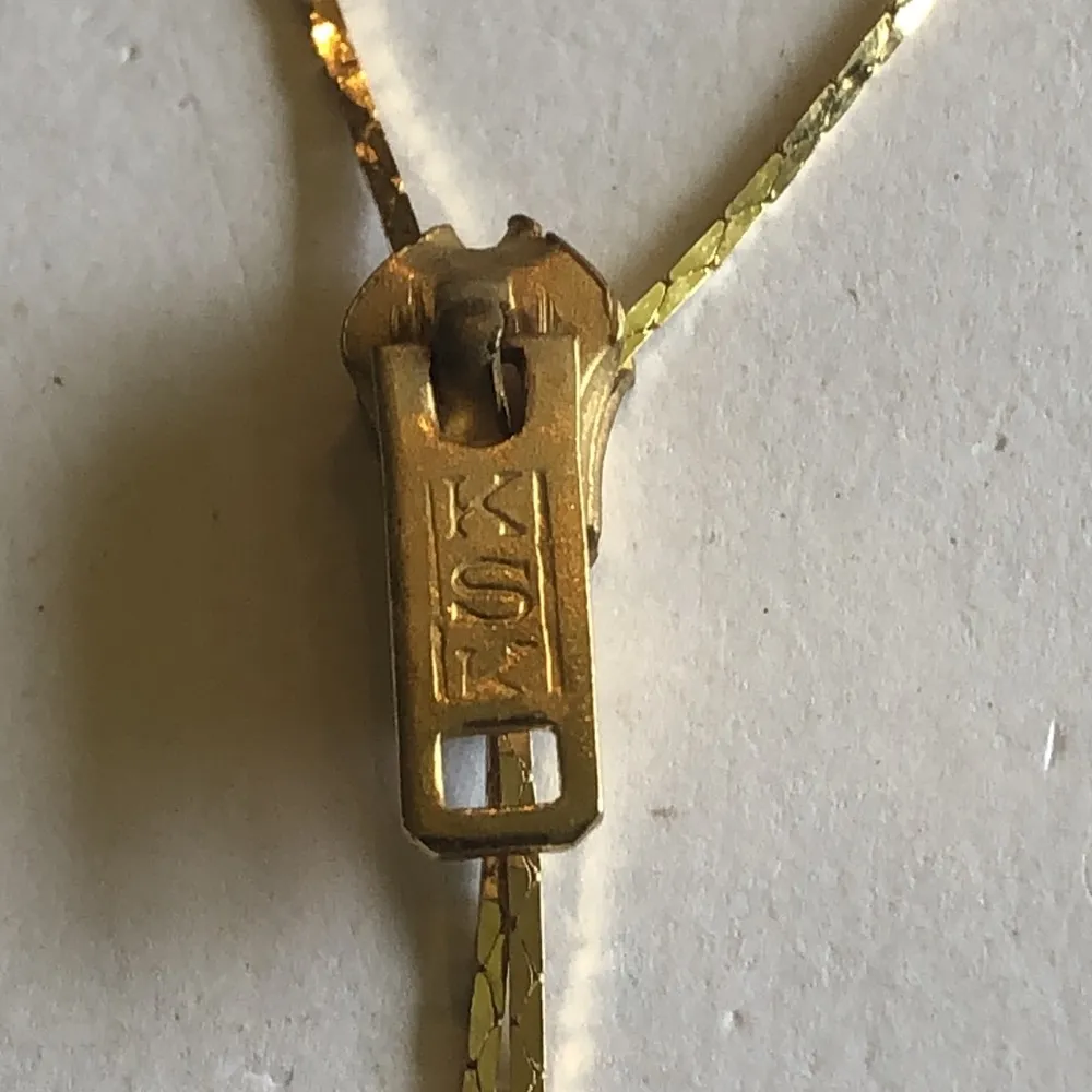 Vintage Gold Tone Adjustable Zipper Tassel Boho Retro Dainty Necklace - Image 6