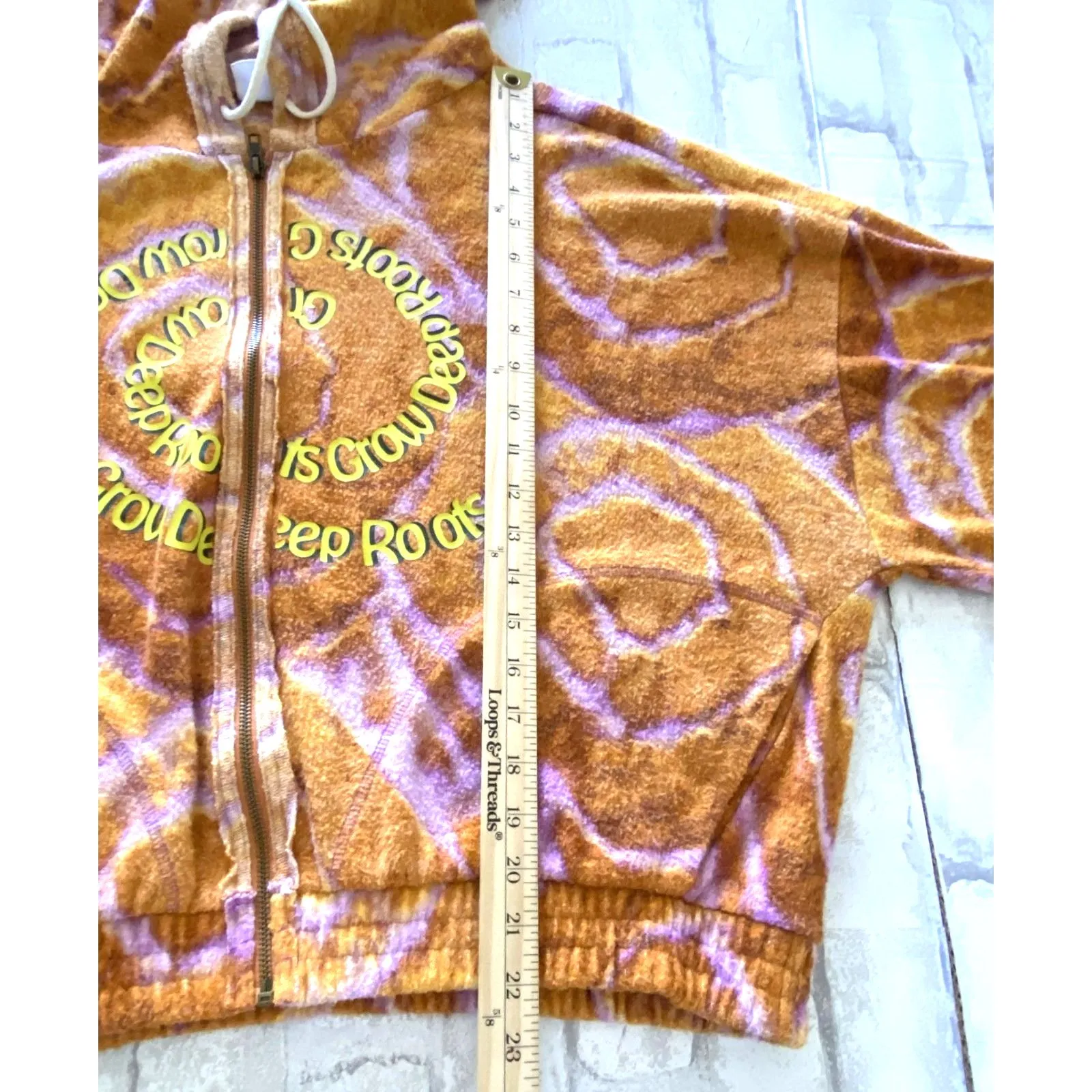 Out From Under Kelsey Fleece Zip Printed Full Zip Tie Dye Hoodie Sz M Orange Size M - Image 7