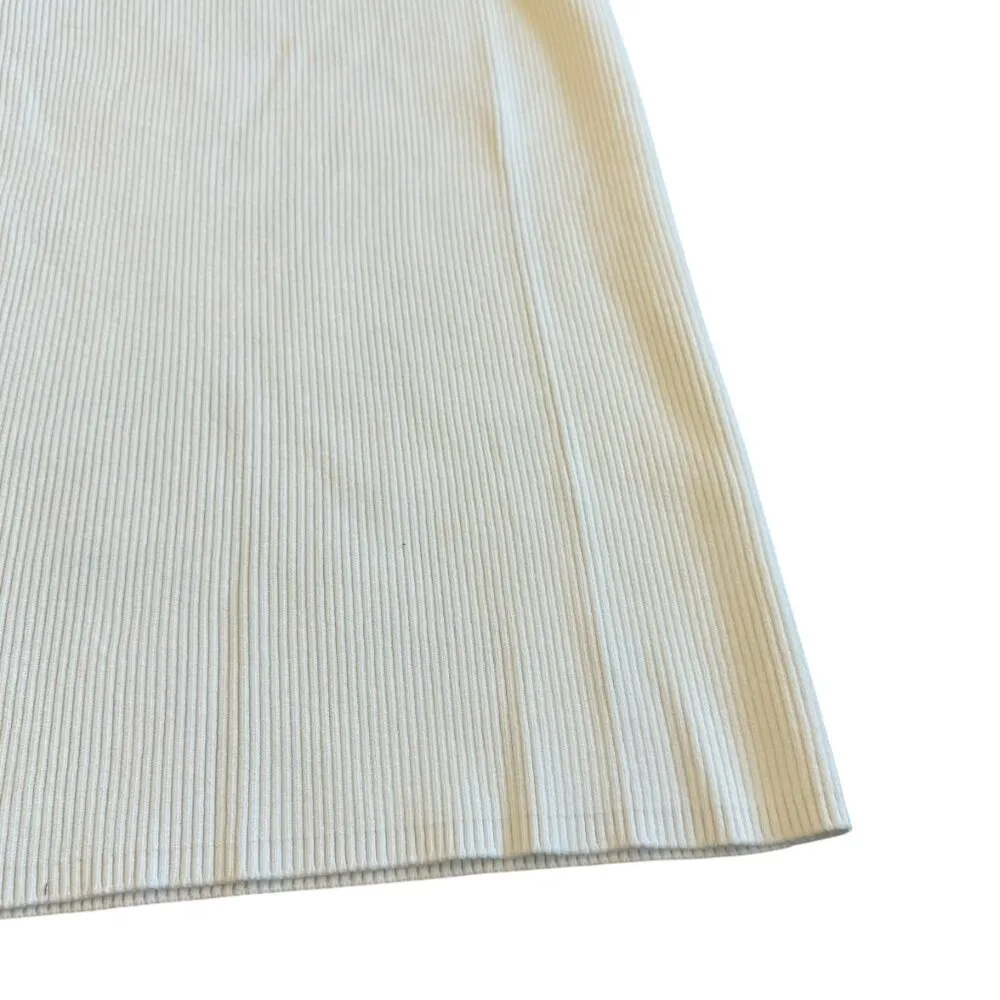 GSTQ White Ribbed Pencil Skirt Stretch Slit Comfort Casual Office Size XL Womens - Image 8