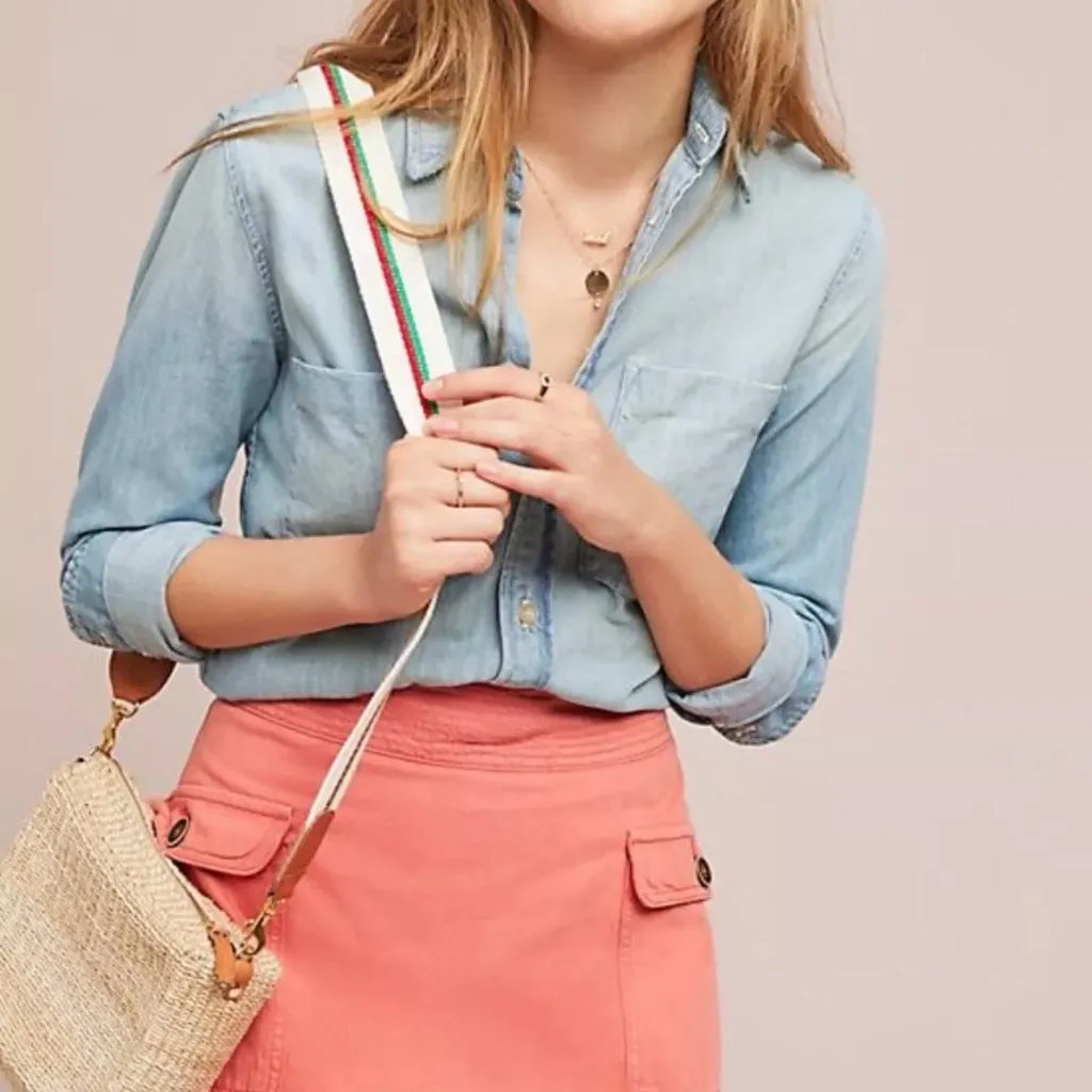 Anthropologie Utility Cargo Front Pocket Cotton Linen Blend Mini Skirt Size‎ 4 - Image 12