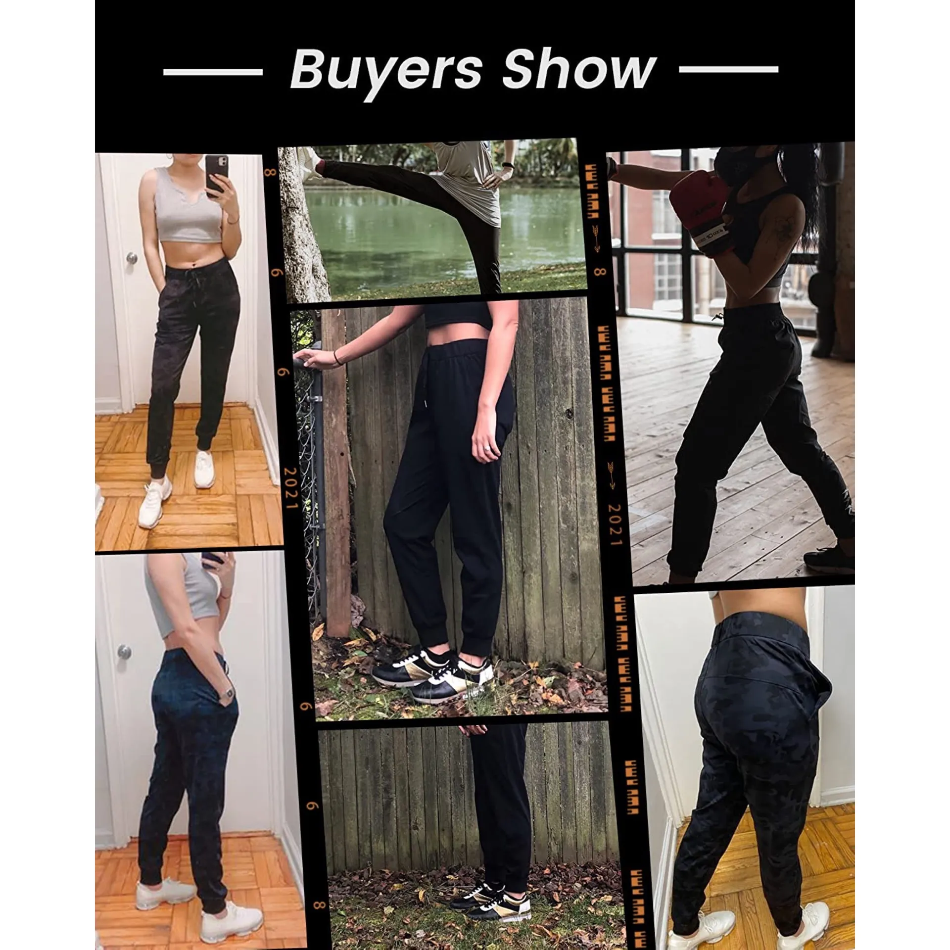 Jogger Pants Lightweight Drawstring Running Workout Sweats with Pockets Camo S Multiple - Image 6