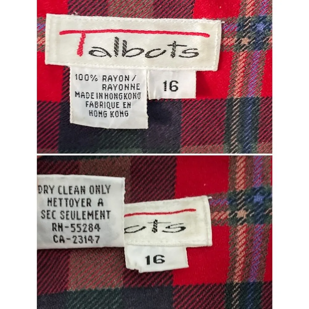 Vintage Talbots perfect plaid collarless button - Image 6