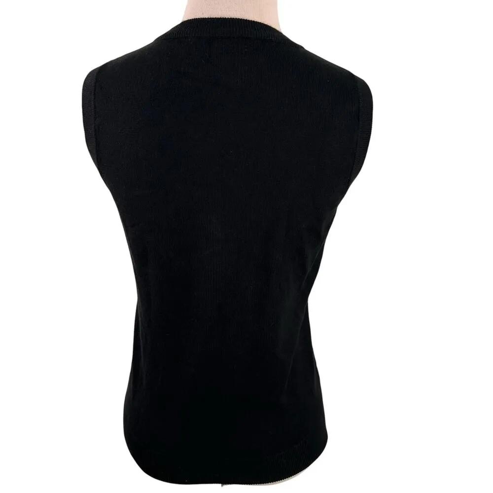 Cielo Black Viscose Scoop Neck Sleeveless Sweater Top Size Medium - Image 4