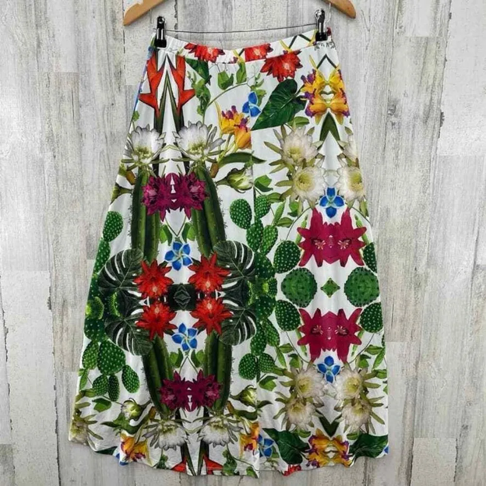 Venus High Low Skirt Women Small White Floral Polyester Elastic Waist Rhinestone - Image 5