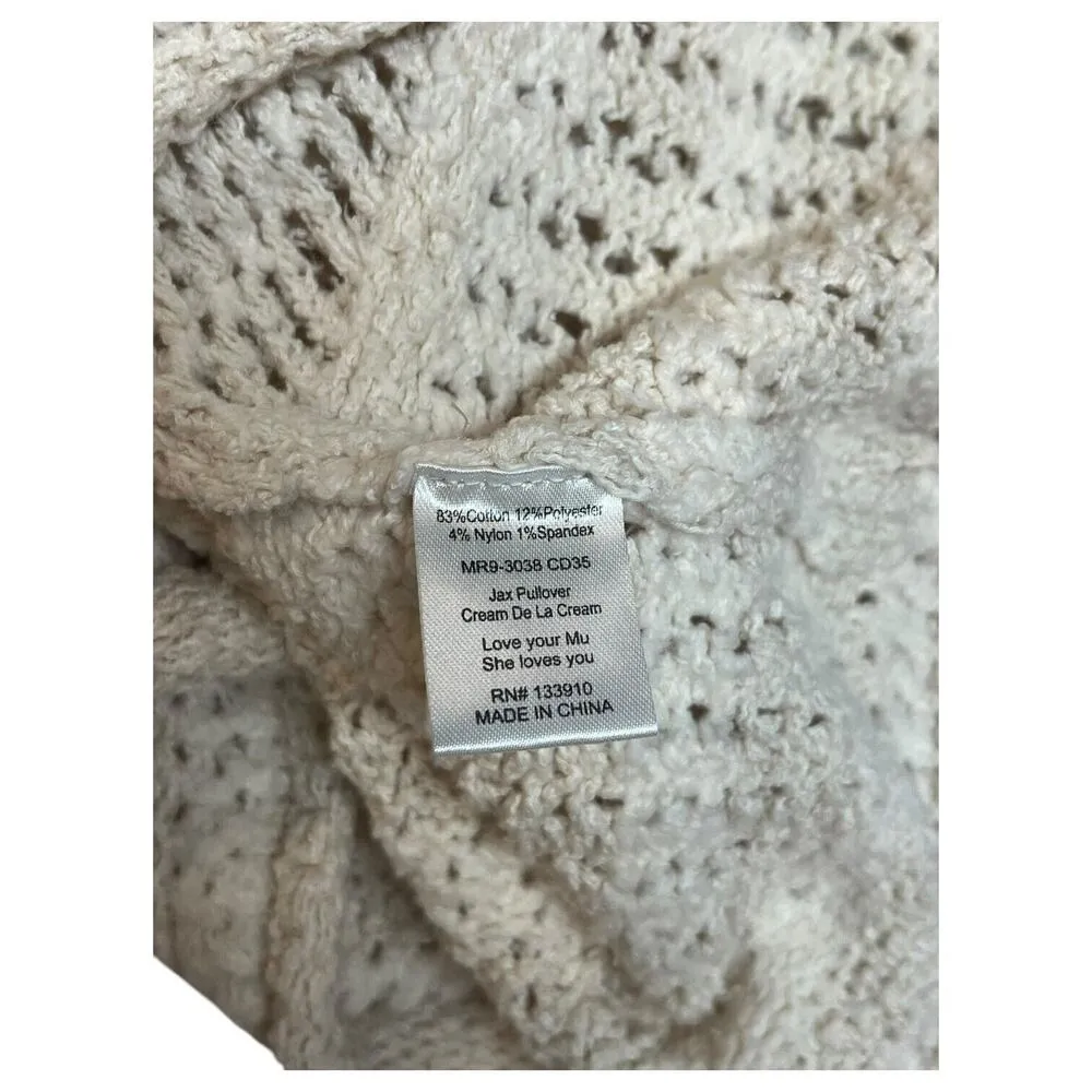 Show Me Your MuMu Sweater Womens M Open Knit Round Neck Long Sleeve Pullover Tan - Image 8