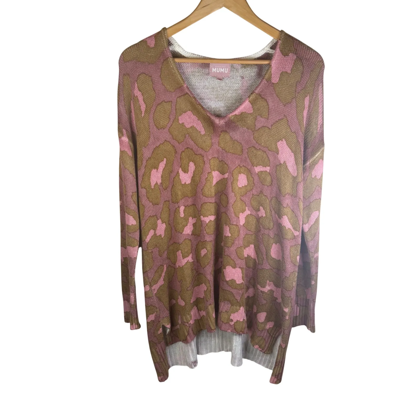 Revolve Show Me Your Mumu Rosy Leopard Knit Hug Me Sweater Boho Size SM - Image 4