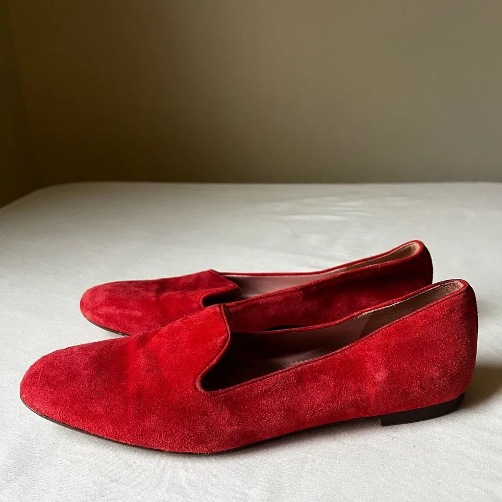 J. Crew Red Suede Cecile‎ Smoking Slippers Women's Size 7 Minimalist Flats - Image 4