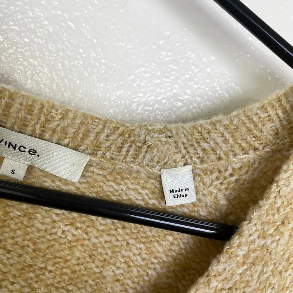 Vince Boucle Sweater Womens Size Small Yellow Boucle Silk Merino Wool Pullover - Image 6