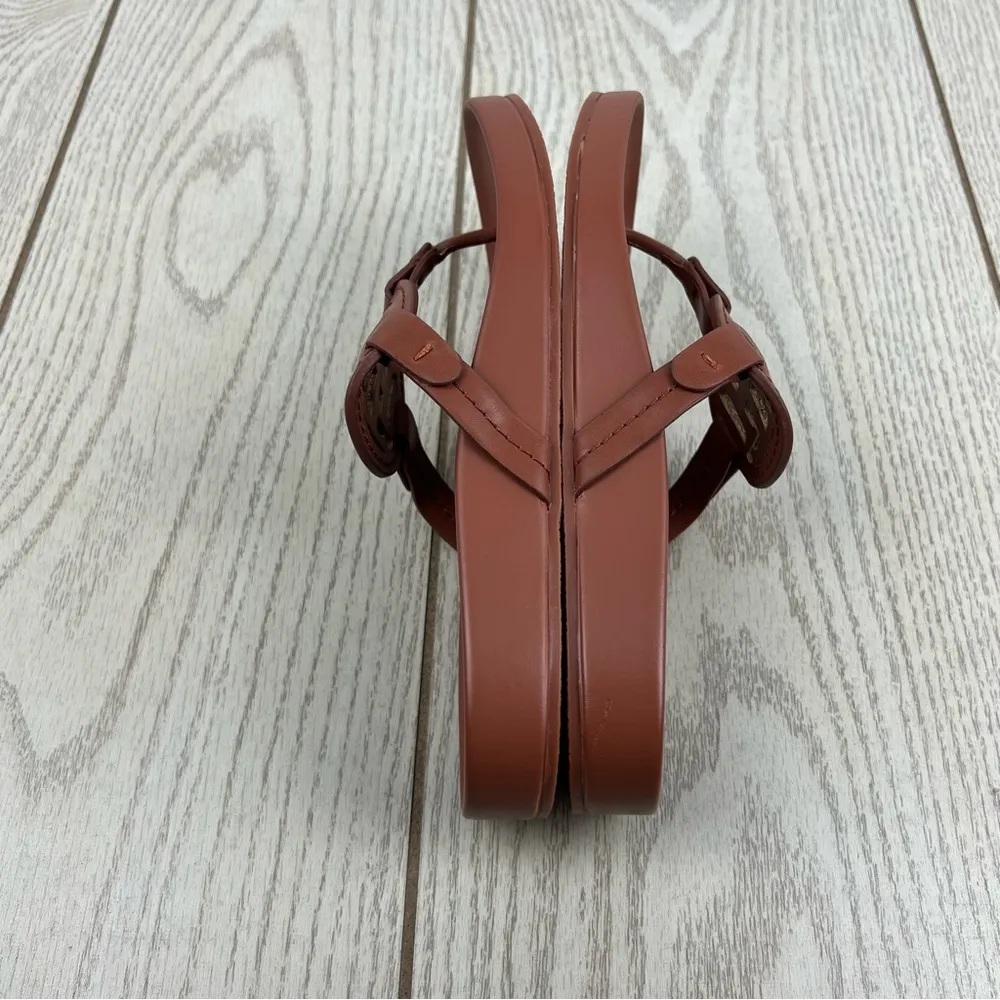 Tommy Hilfiger Women's Large TH Logo Relina Footbed Sandals 5.5M Med Brown $69 - Image 4