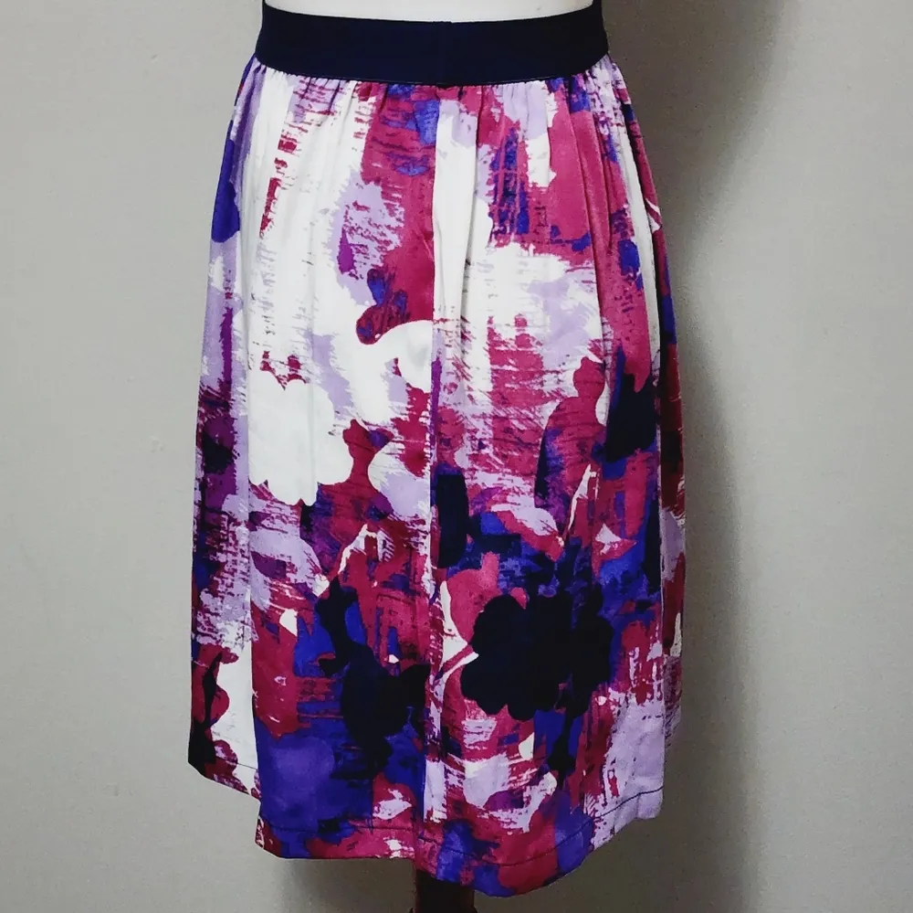 Joe Fresh Purple Pink Watercolor Floral Mini Skirt Size XL - Image 4