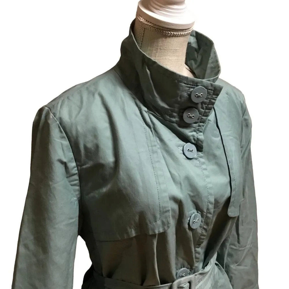 Wassio Blue Belted Trench Coat Size XXL - Image 3