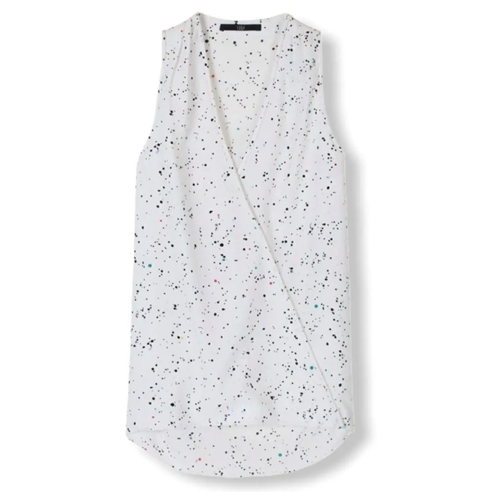 Tibi Splatter Dot Halter Top White Multicolor Print Wrap Style Size S - Image 3