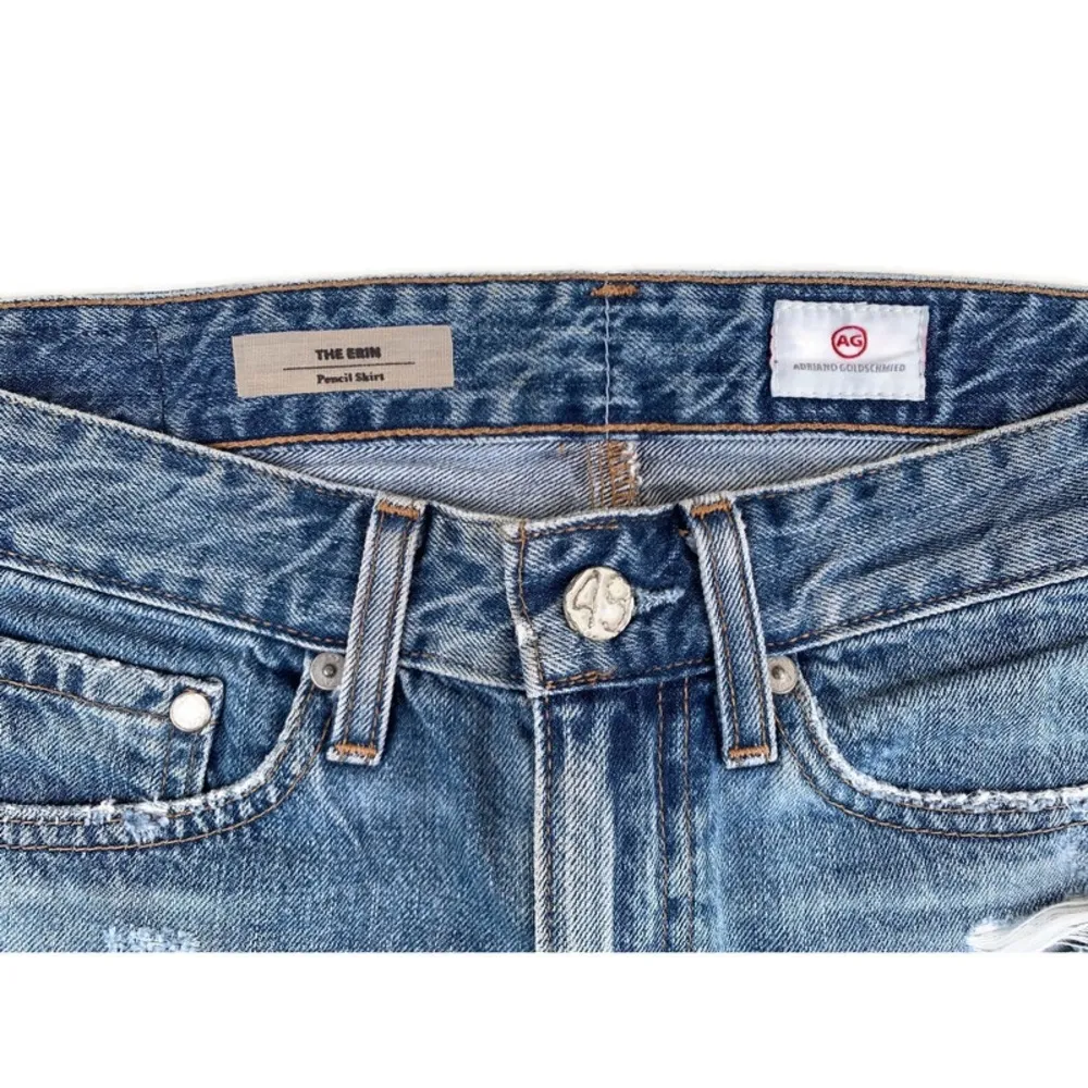 AG Adriano Goldshmied The Erin Frayed Distressed Denim High Rise Skirt Size 24 - Image 6