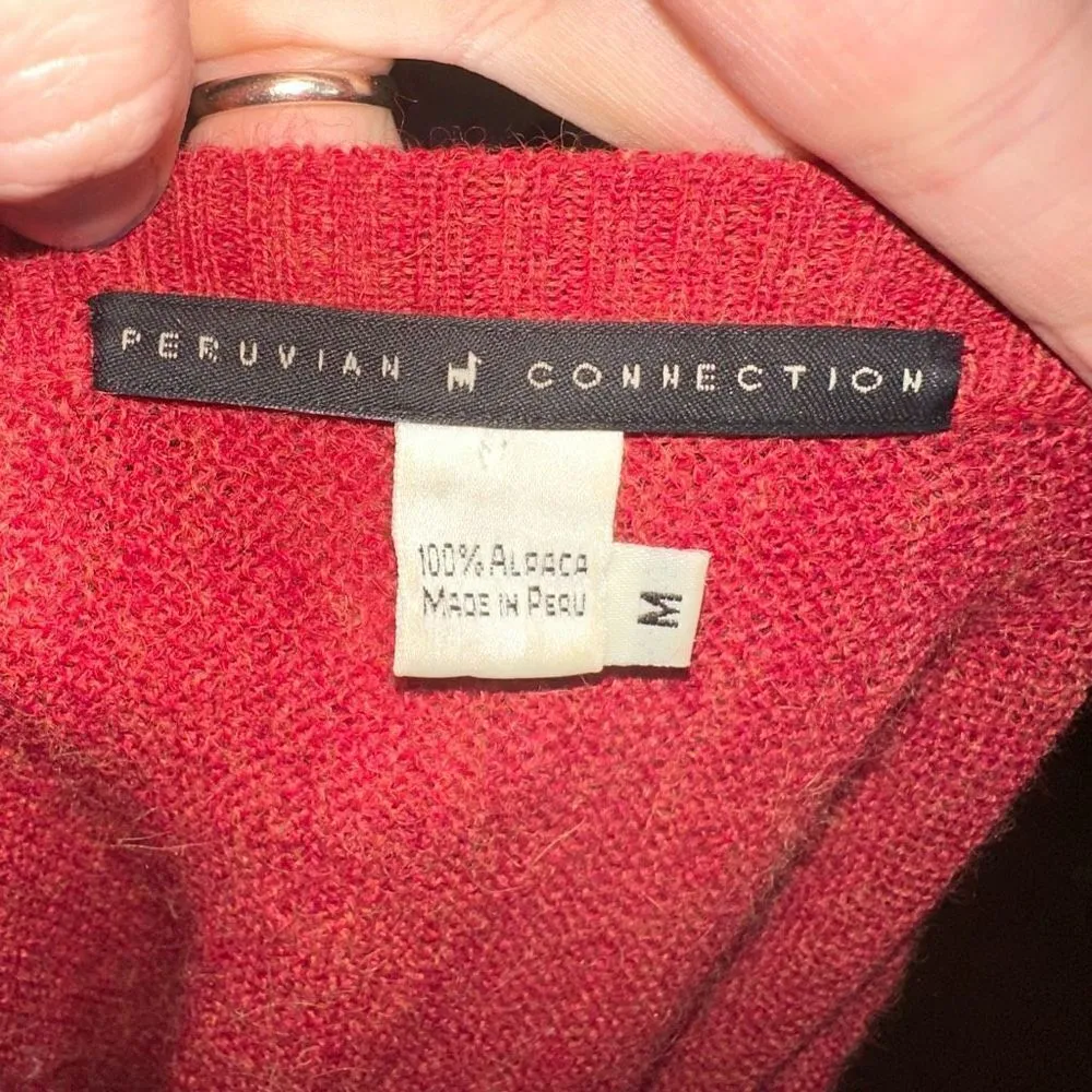 Peruvian Connection red alpaca v-neck elevated basics sweater - Image 3