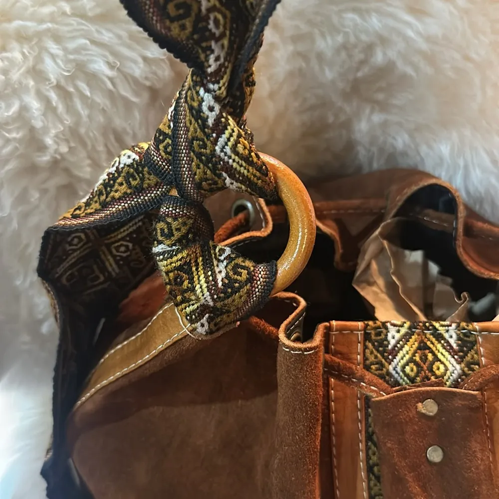 Dydaktik Rust Brown Suede Bohemian Bucket Shoulder or Crossbody Bag - Image 3