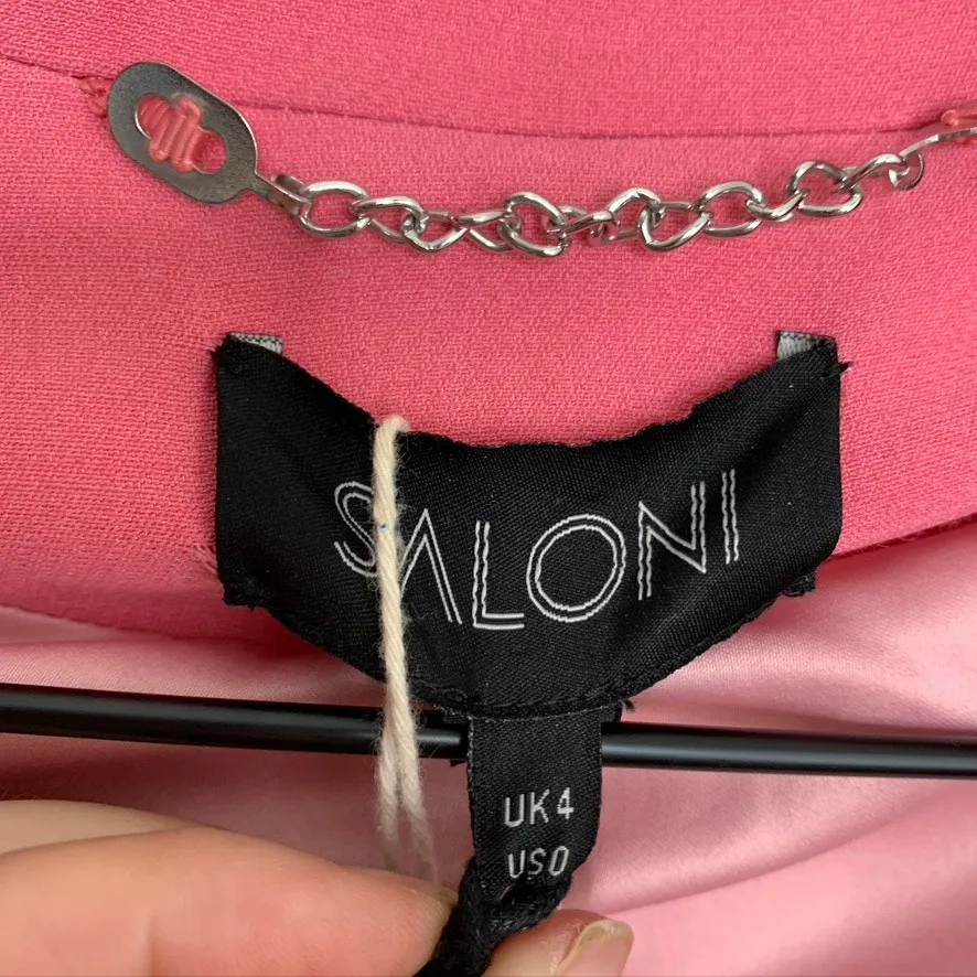 Saloni Maxima Double Breasted Belted Crepe Blazer Size 0 Pink Womens - Image 9