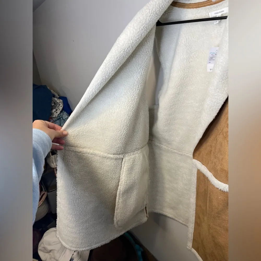 NWT Maurices Faux Sherpa Suede Winter Jacket Vest Women's 3X - Image 6