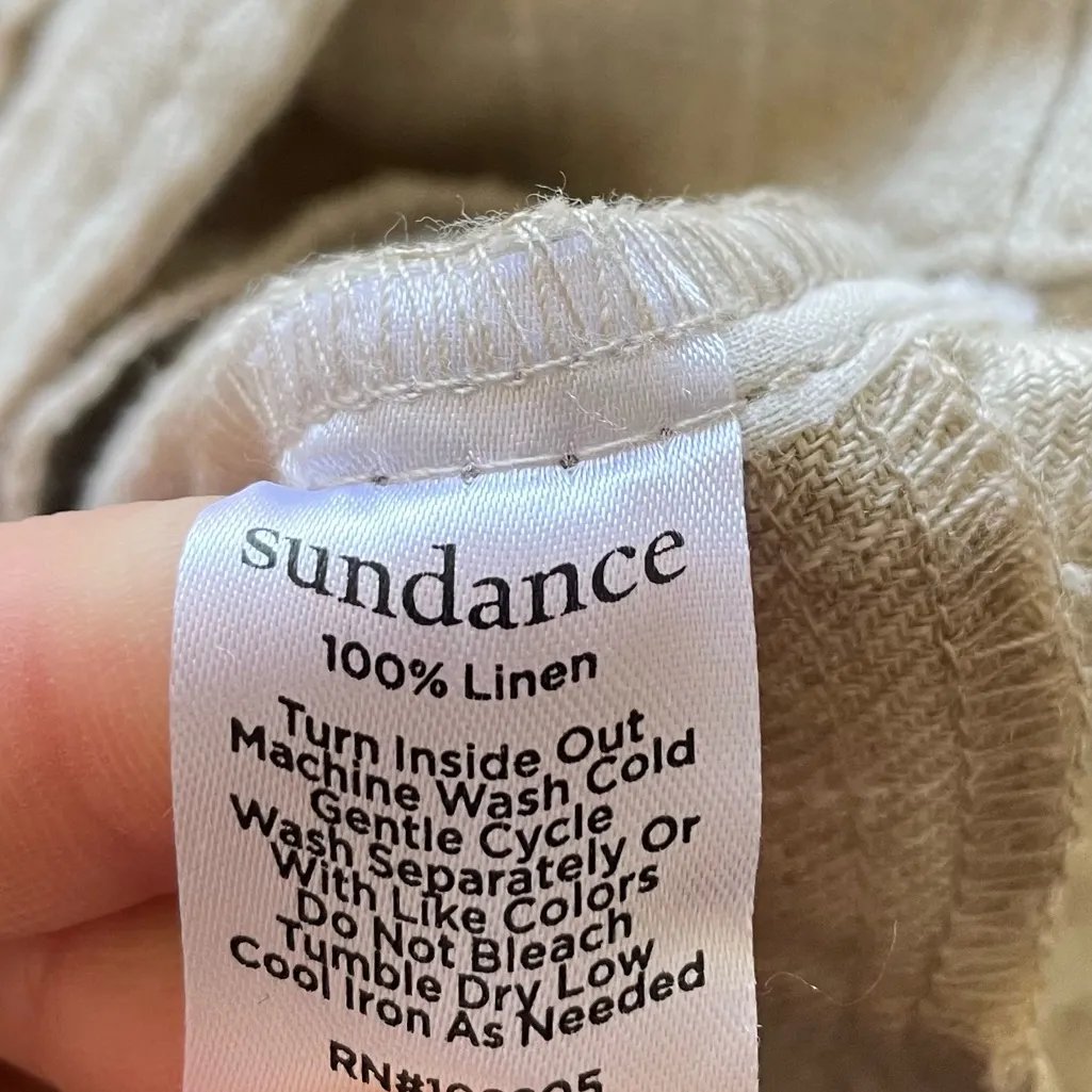 Sundance Amaya 100% Linen Ankle Trouser Pants in Beige Pinstripe Size 4 - Image 4