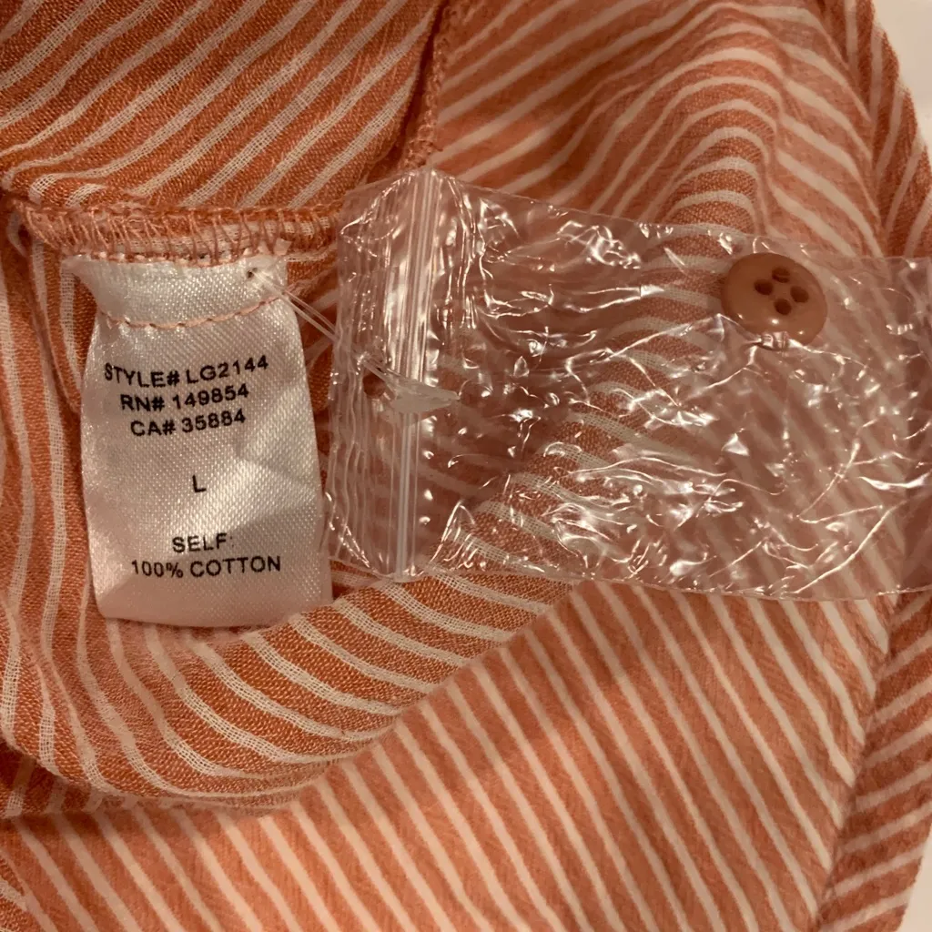 Sage The Label Women’s Large Unstructured Orange Striped Button Up Cotton Shirt - Image 8