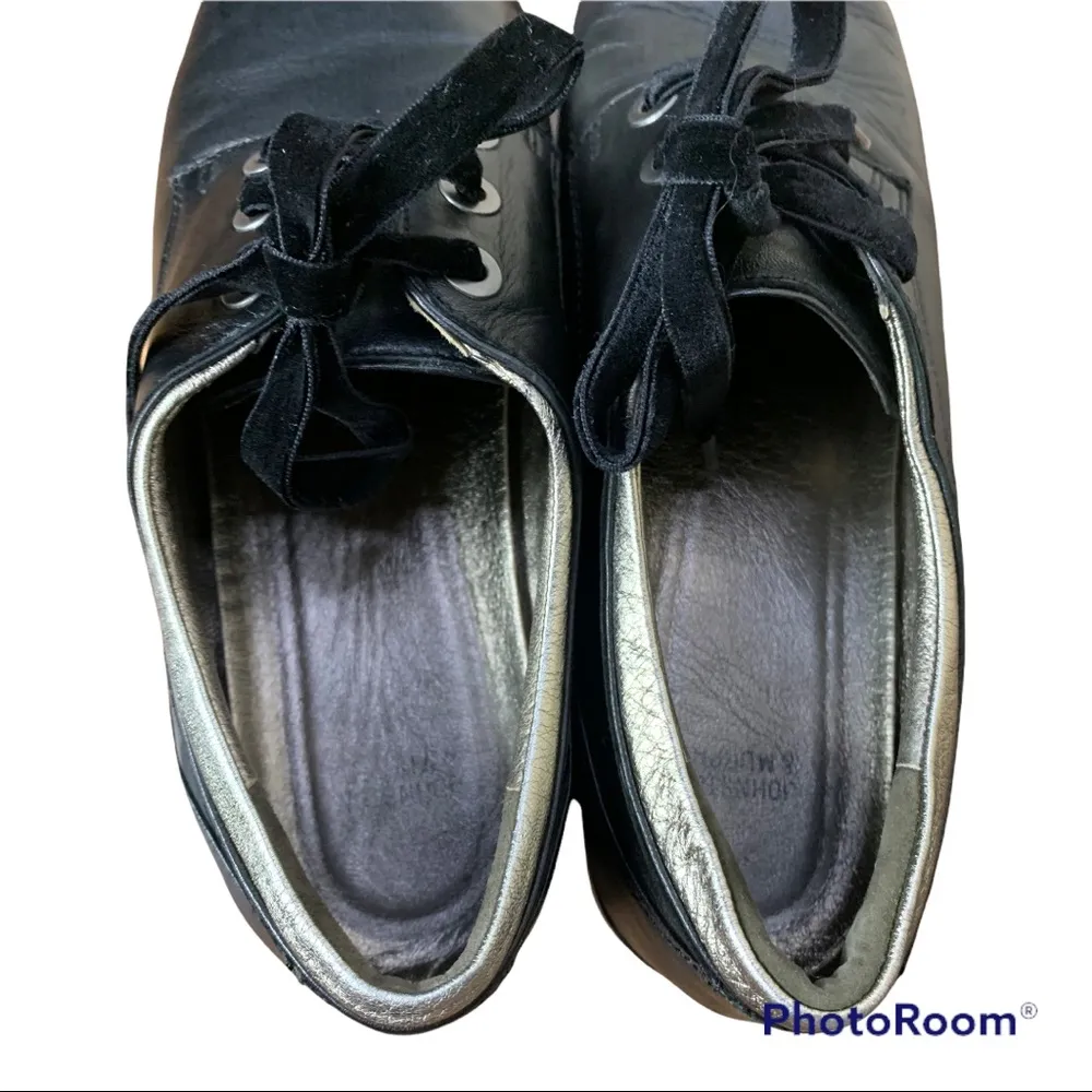 JOHNSTON & MURPHY PAYSON WOMEN'S BLACK LEATHER COMFORT OXFORDS SNEAKERS - Image 5