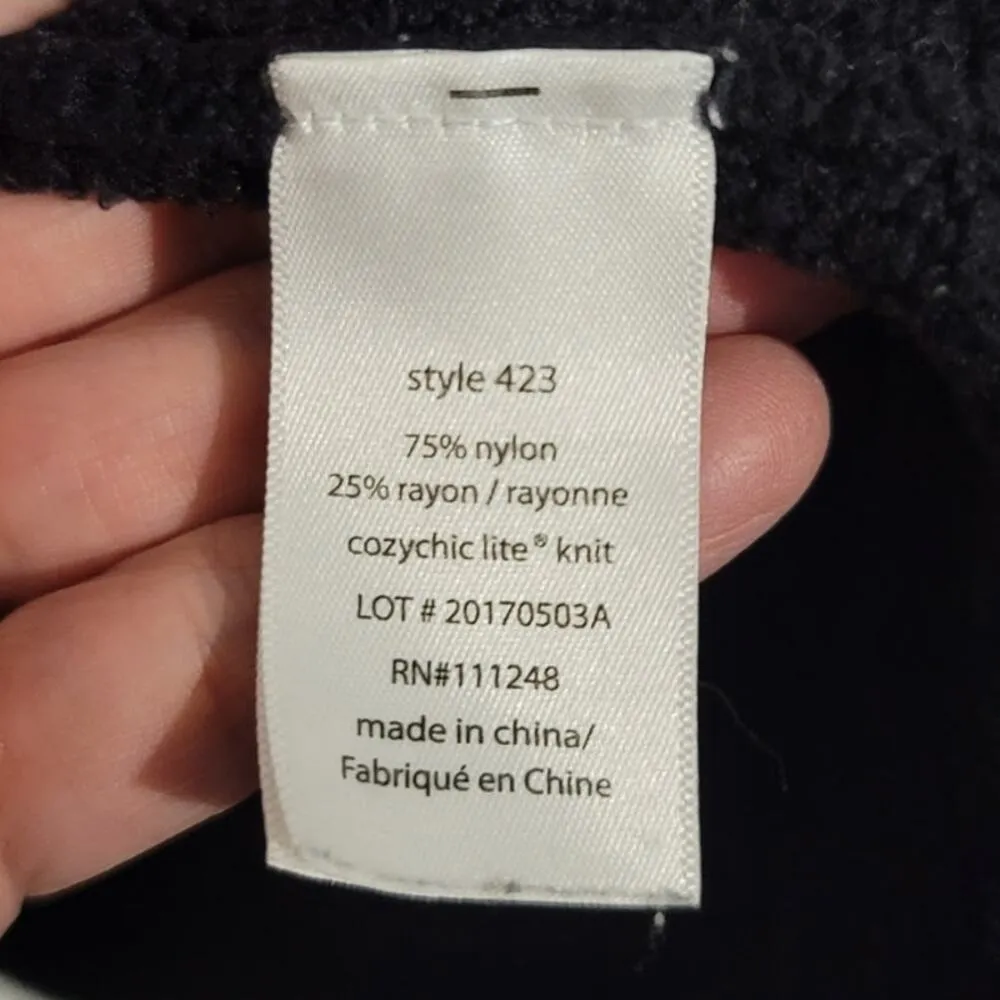 Barefoot Dreams CozyChic 423 Bamboo Lite Knit Circle Lounge Cardigan Black Small - Image 5