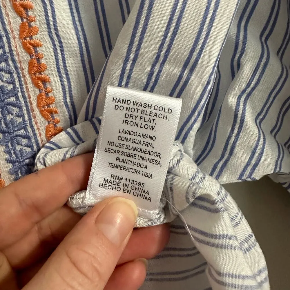 Altard State Boho Tie Front Crop Top Women S Butterfly Sleeve V Neck Embroidered - Image 6