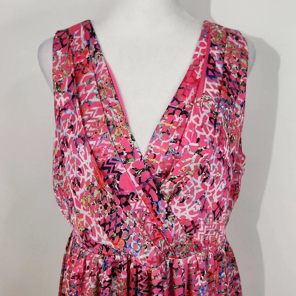 Cynthia Rowley Pink Fit and Flare High Low Dress Size 10 Wedding Guest Dress - Image 3