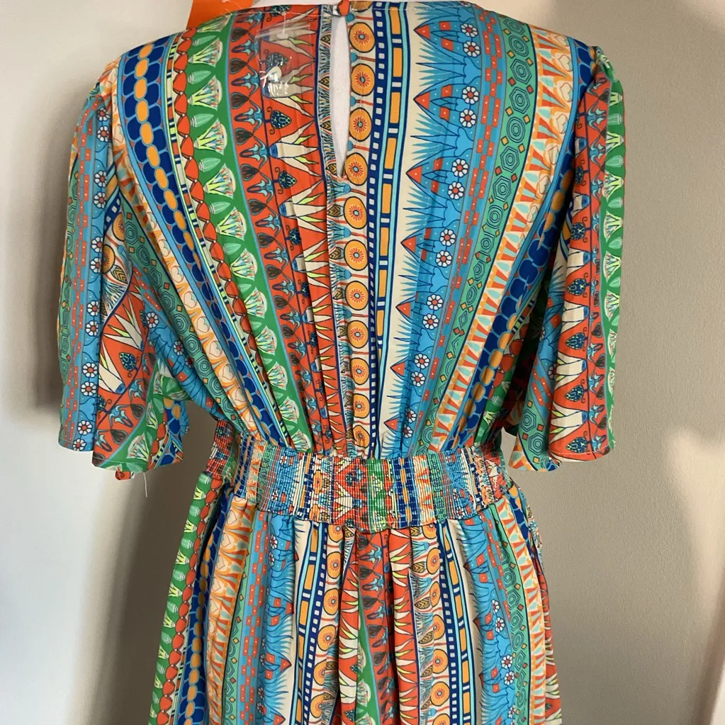 NWT Flying Tomato Green and Blue Patterned Romper Size L - Image 13
