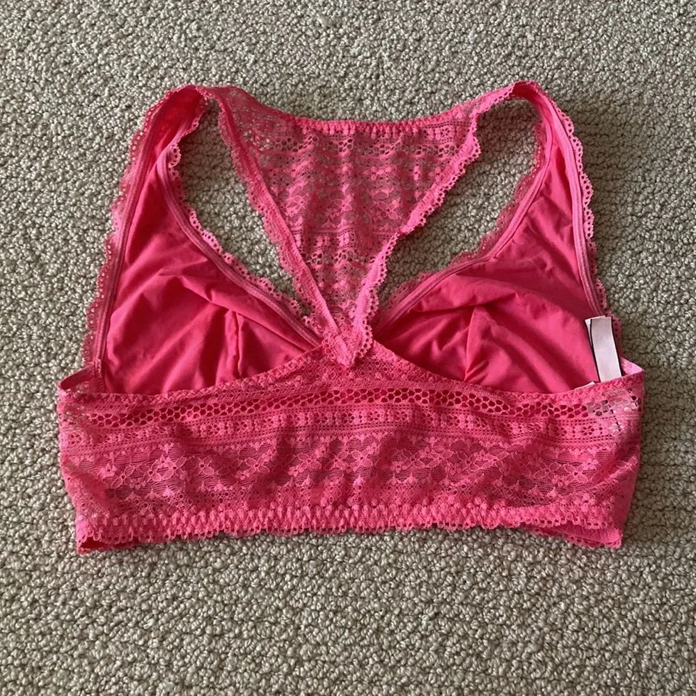 Victoria’s Secret Hot Pink Bralette Racerback Light Support Long Line S Like New - Image 4