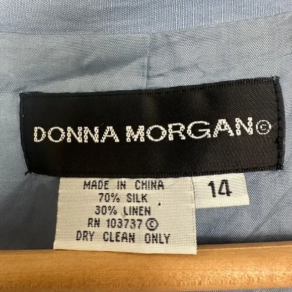 Donna Morgan Silk Linen Blend Blazer Snap Front Career Jacket Blue Womens 14 - Image 6