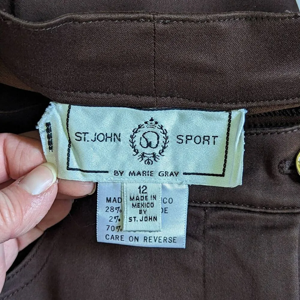 Vintage 1990s St John Sport Chocolate Brown Quilted Suit Set Blazer Trousers 90s - Image 9