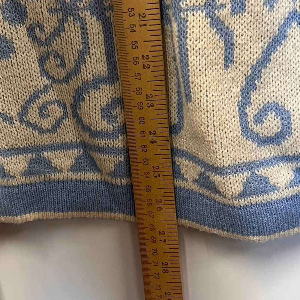 Vintage 80s Cabin Creek Sweater Pastel Blue/Off White Made in USA Size Medium - Image 8