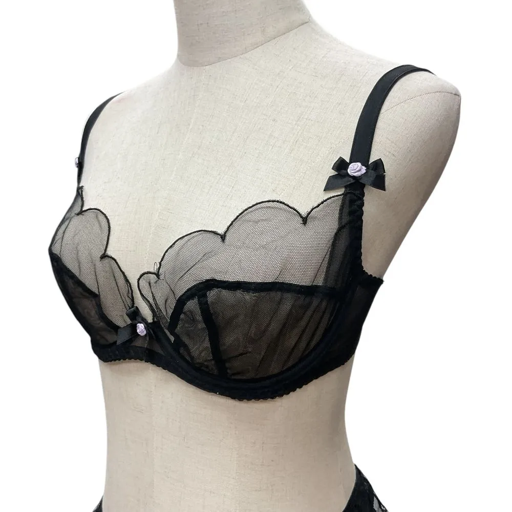 Agent Provocateur Women's Lorna‎ Lace Plunge Underwired Bra Size 32DD Black Mesh - Image 3