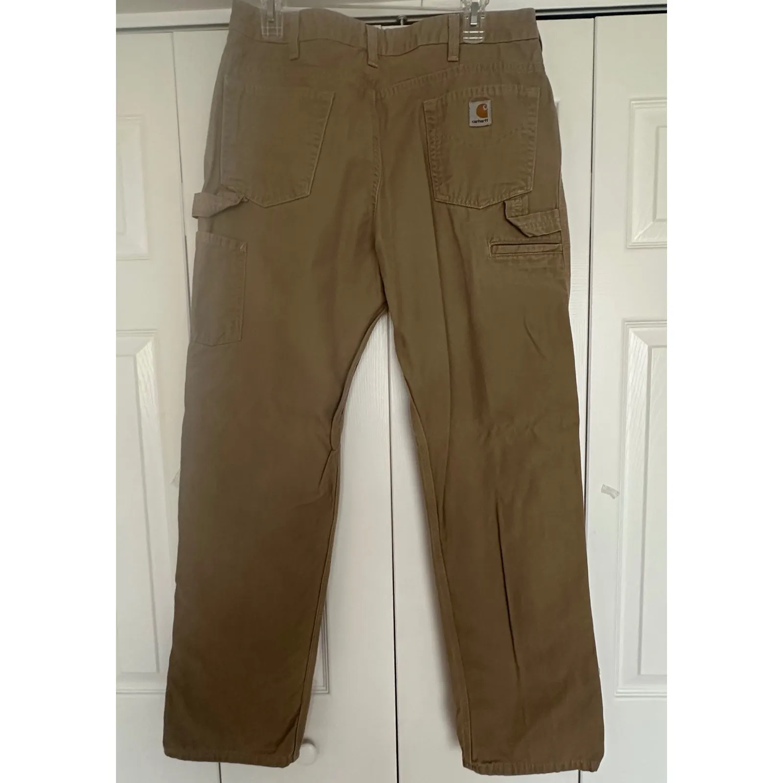 Carhartt  Women's Tan Canvas Cargo Work Pants Utility Carpenter Pockets Sz 14 - Image 2