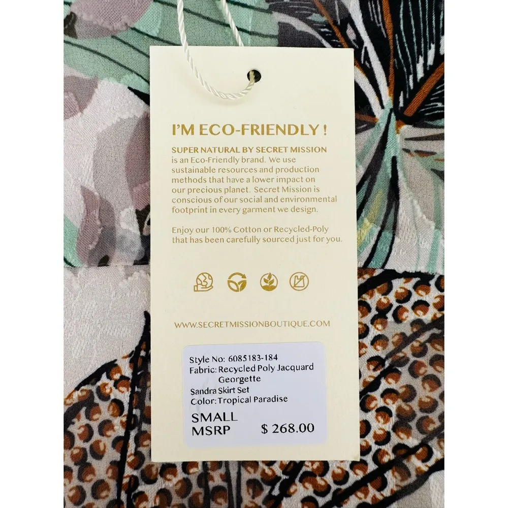 Super Natural by Secret Mission Tropical Paradise Sandra Crop Top NWT Small - Image 5