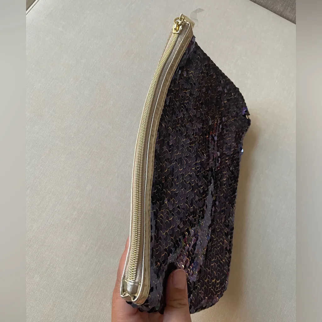 Lancome Sequins Makeup Bag Blue - Image 4