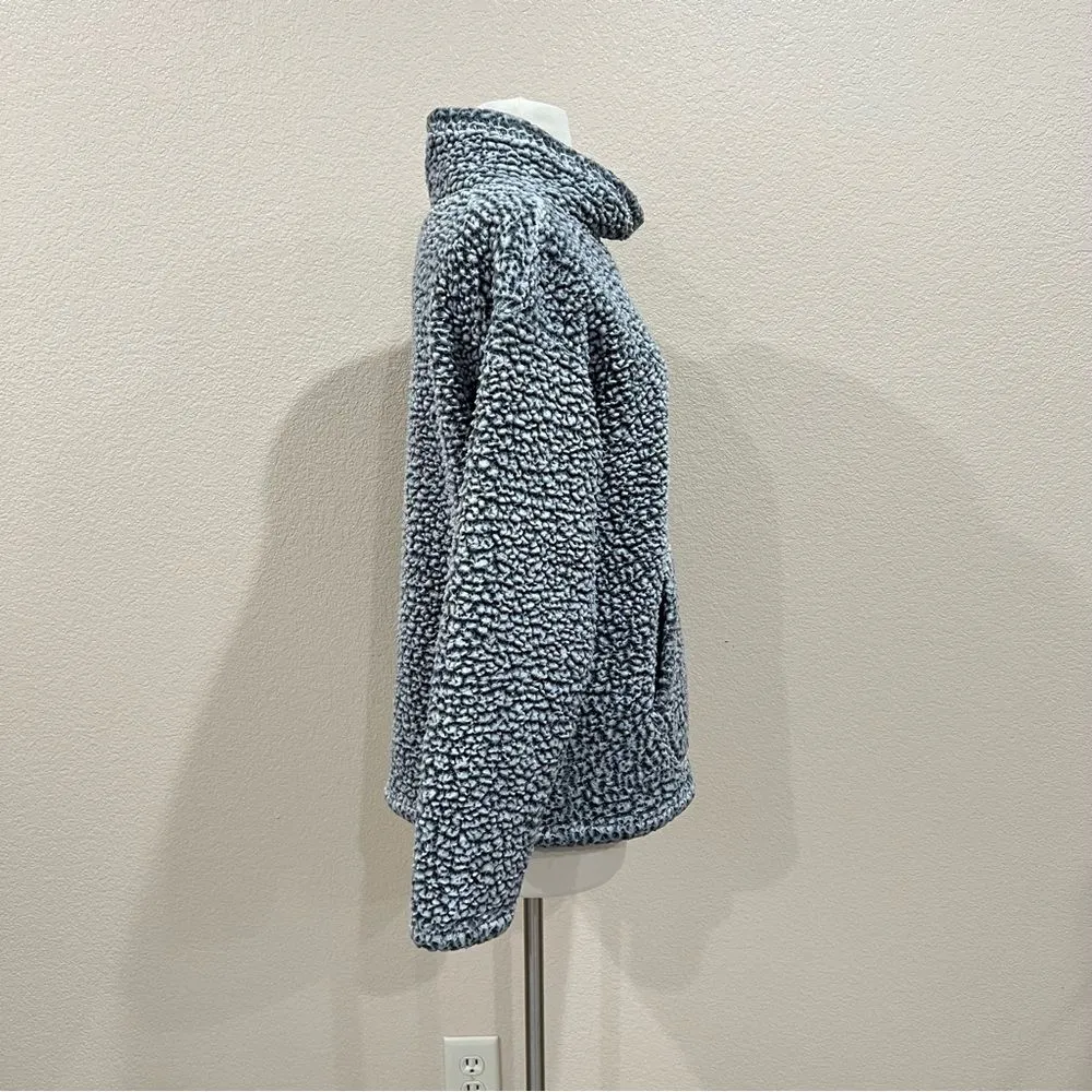 Eddie Bauer Grey Sherpa Cowl Neck Pullover Medium - Image 5