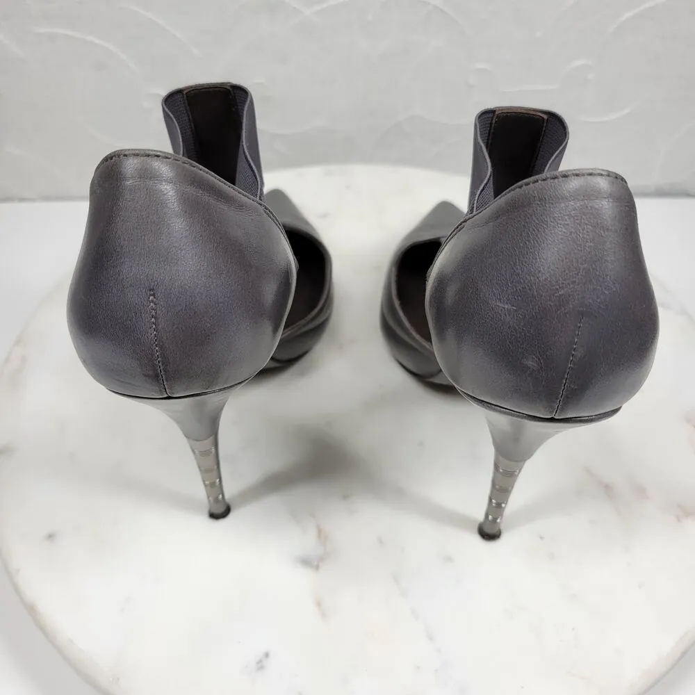 Elizabeth & James Stiletto Heels Womens 8 Gray Leather T-Strap Metal Spike Heel - Image 16