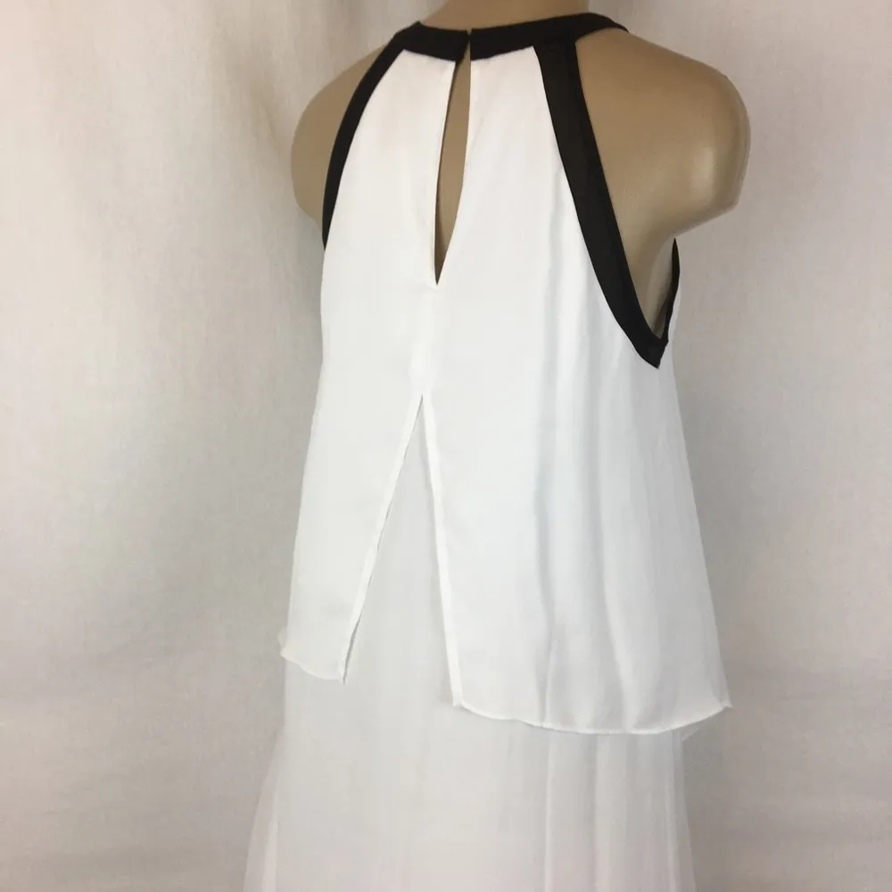 Neiman Marcus White & Black Midi Asymmetrical Hem Sleeveless Dress 8 New - Image 4