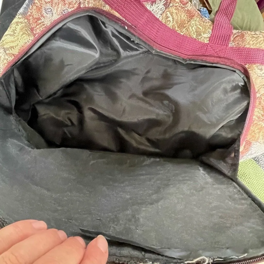 Vintage Bovano Cat Tapestry Shoulder Bag Laptop Fits Tote Purse Red - Image 10