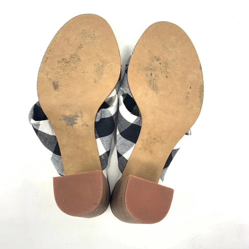 Madewell Alexandria Buffalo Plaid Mule Sandals‎ in Black & White Size US 9 - Image 11