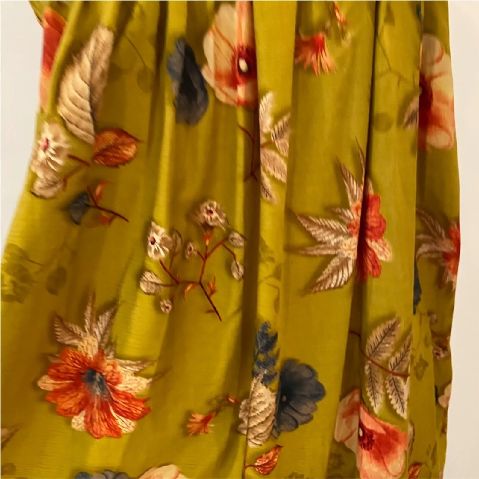 Vintage Handmade Dress Medium Fall Boho Cottage Dress Leaves Grandmacore leaf Tan - Image 2