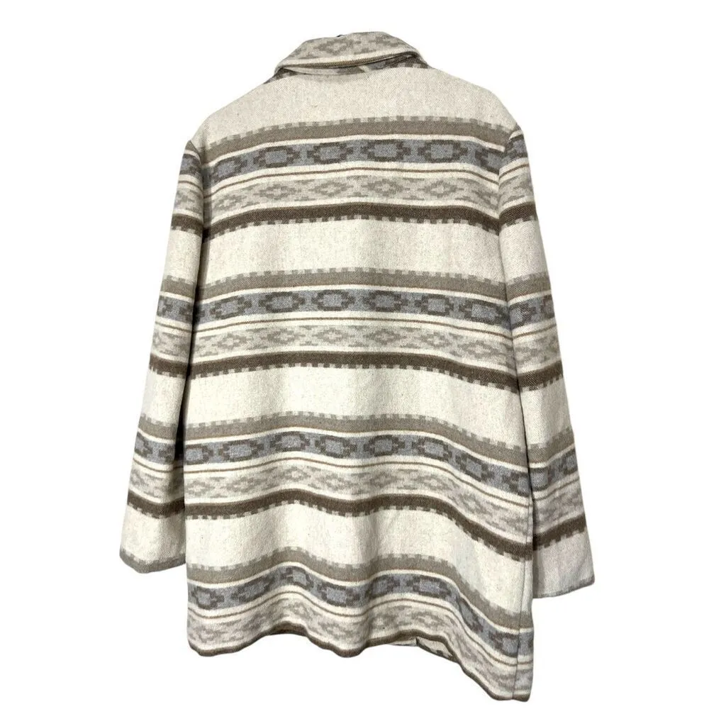Vintage‎ Casablanca Wool Blend Southwestern Aztec Blazer Coat Size 14 Tan - Image 9