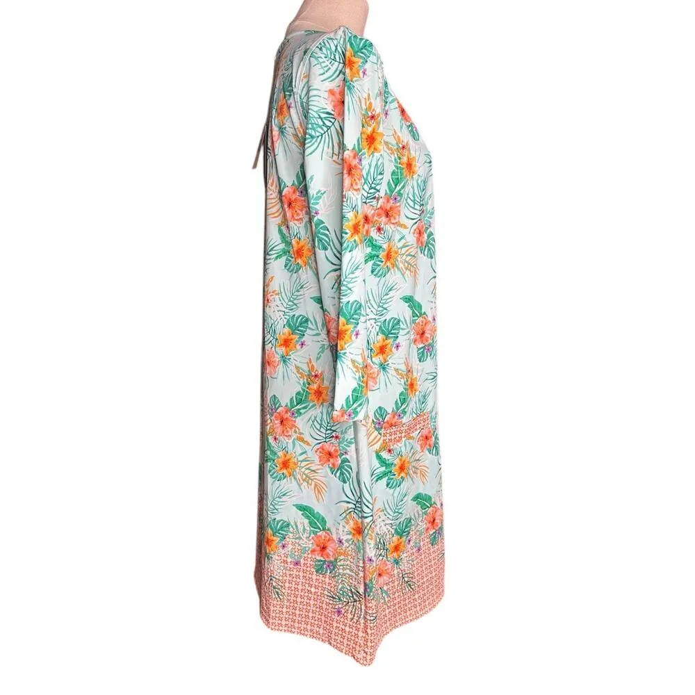 CABANA LIFE Cayman Print 3/4 Sleeve UPF 50 Shift Dress Size M Swim Cover Beach Size M - Image 3