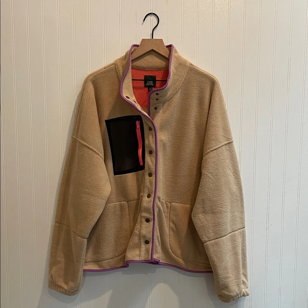 WILD FABLE Sherpa Fleece Cozy Snap Up Jacket Coat Cozycore in Tan Size XXL - Image 3