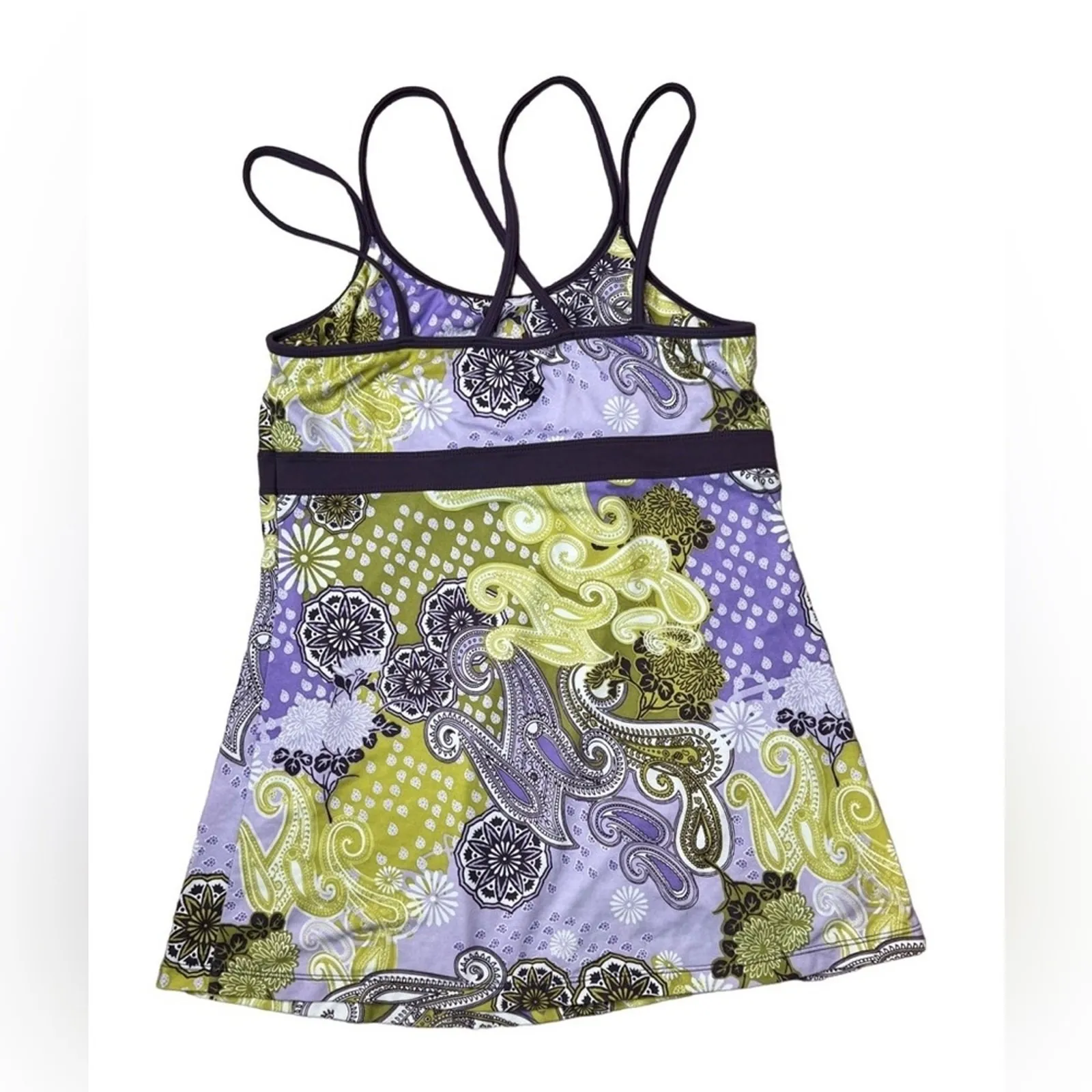 Prana Breathe Sleeveless Purple Floral Tank‎ Top UPF Moisture Wicking LARGE Yoga - Image 7