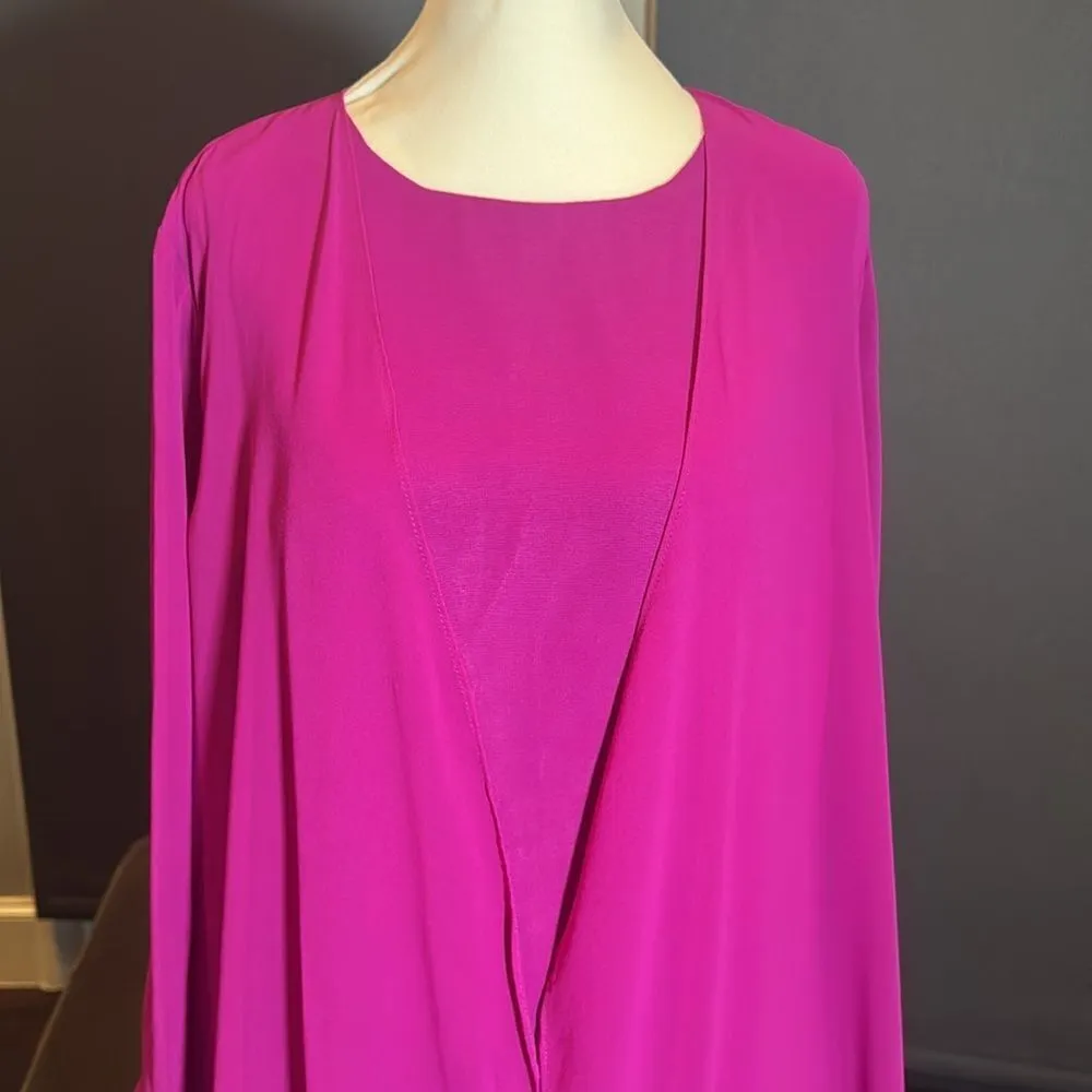 Women’s Chiffon 3 Piece Party Formal Mother of the Bride Pants Suit Size 14 Pink - Image 2