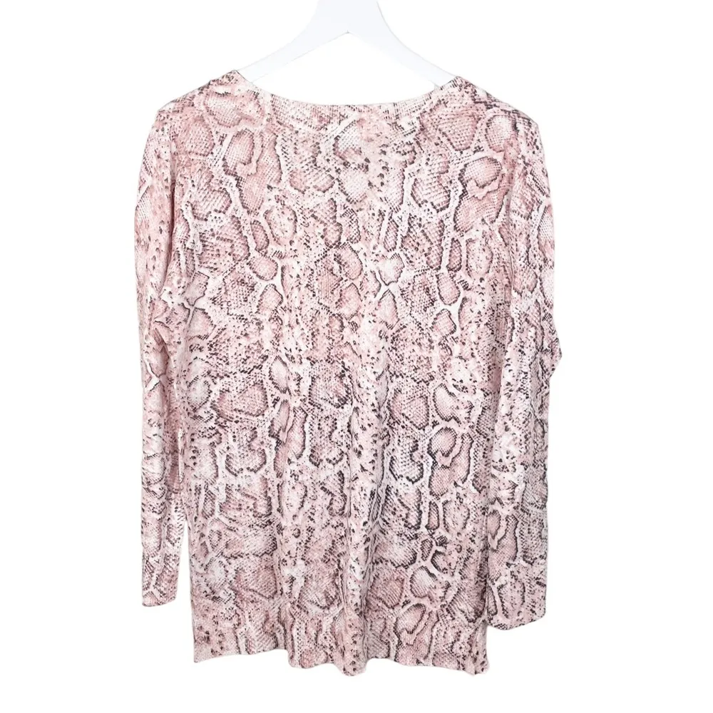 Apt 9 Light Pink Snakeskin Print V-neck Long Sleeve High Low Sweater Size Large - Image 2